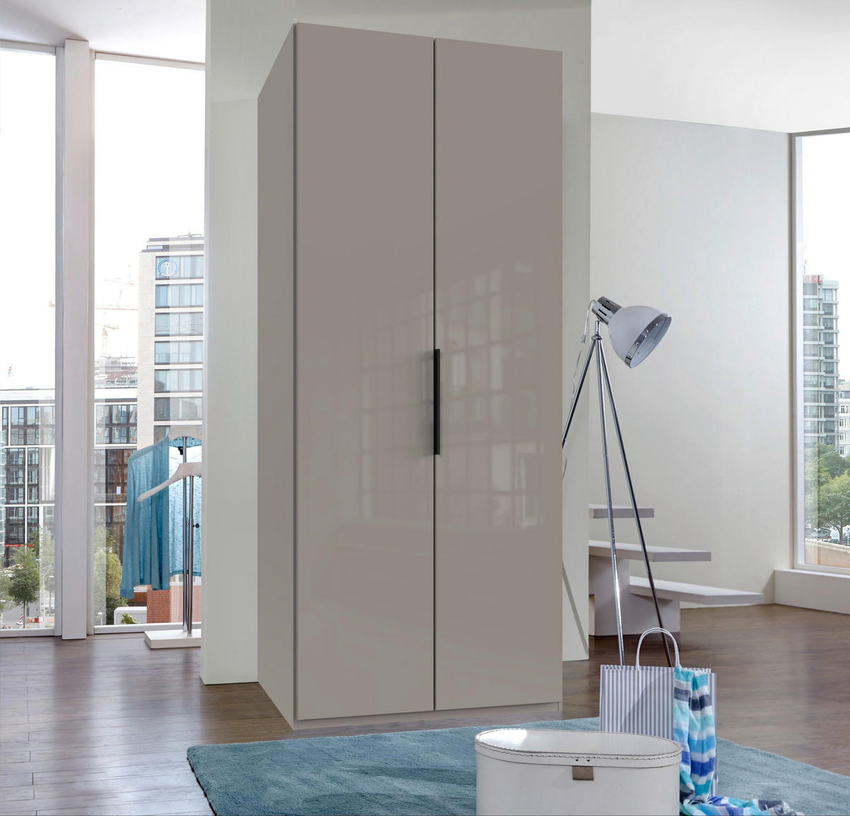 DREHTÜRENSCHRANK in Sahara  - Schwarz/Sahara, Konventionell, Glas/Holzwerkstoff (100/236/58cm) - Hom`in