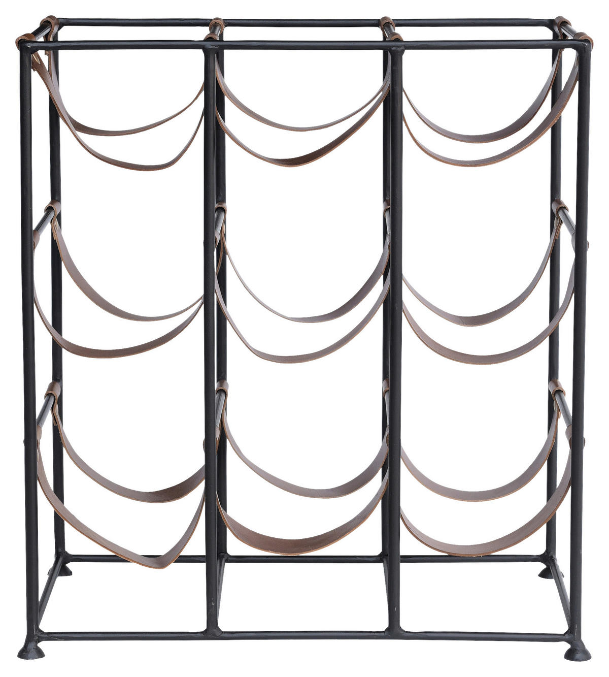 WEINREGAL Braun, Schwarz  - Schwarz/Braun, Design, Leder/Metall (45/50/23cm) - Landscape