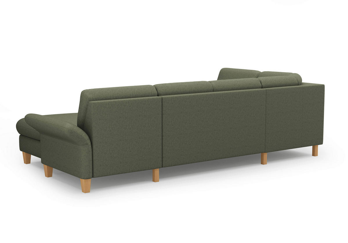 WOHNLANDSCHAFT in Flachgewebe Olivgrün  - Eichefarben/Olivgrün, Konventionell, Holz/Textil (195/314/164cm) - Sit & More