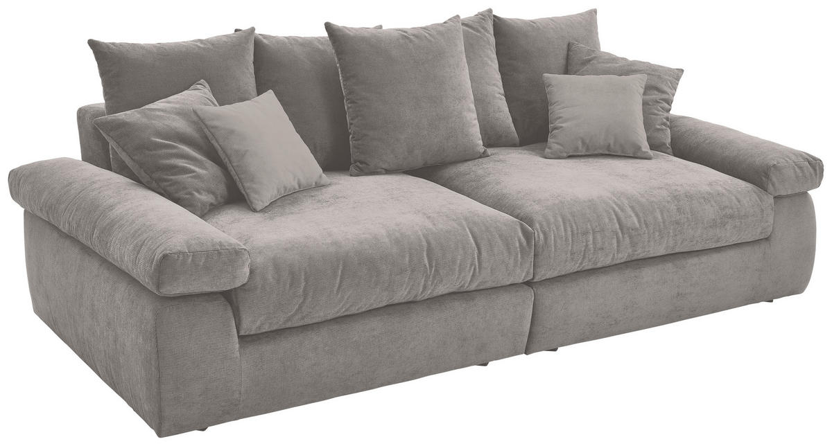 BIGSOFA Feincord Greige  - Greige/Schwarz, Design, Kunststoff/Textil (260/90/140cm) - Carryhome