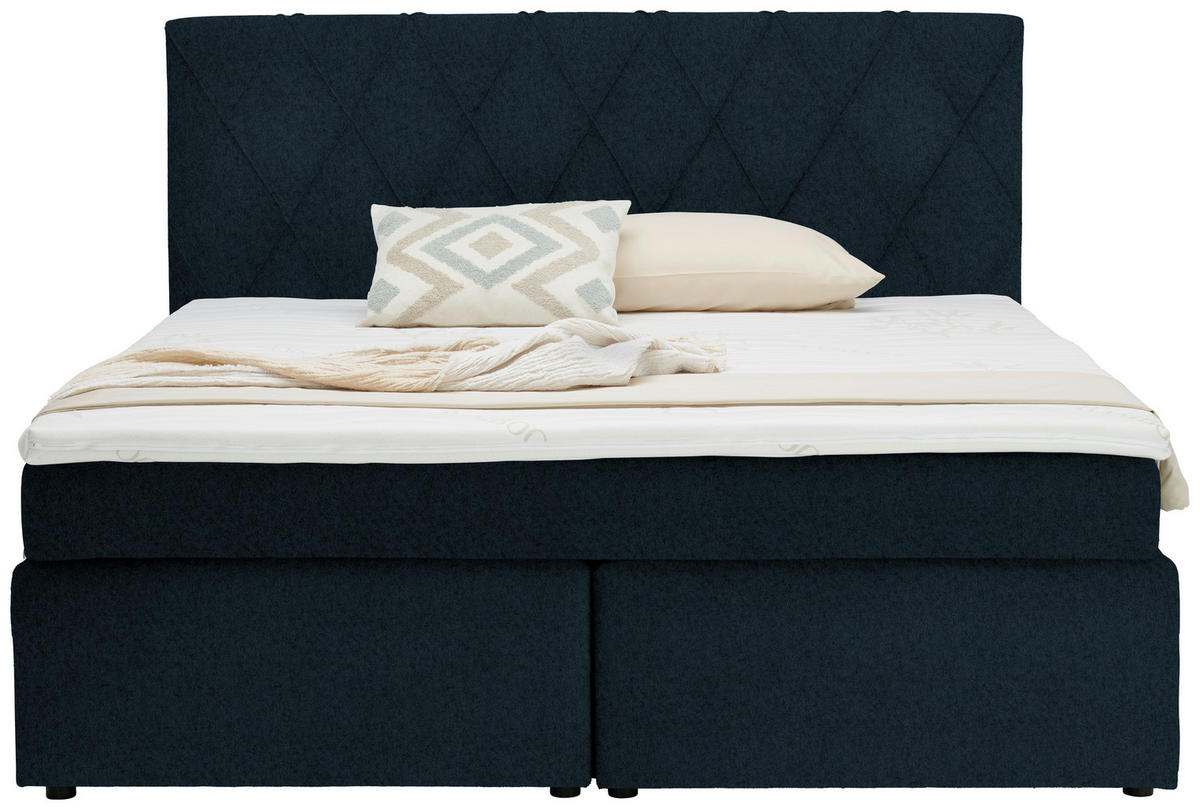 BOXSPRINGBETT 180/200 cm  in Blau  - Blau/Schwarz, Design, Kunststoff/Textil (180/200cm) - Xora