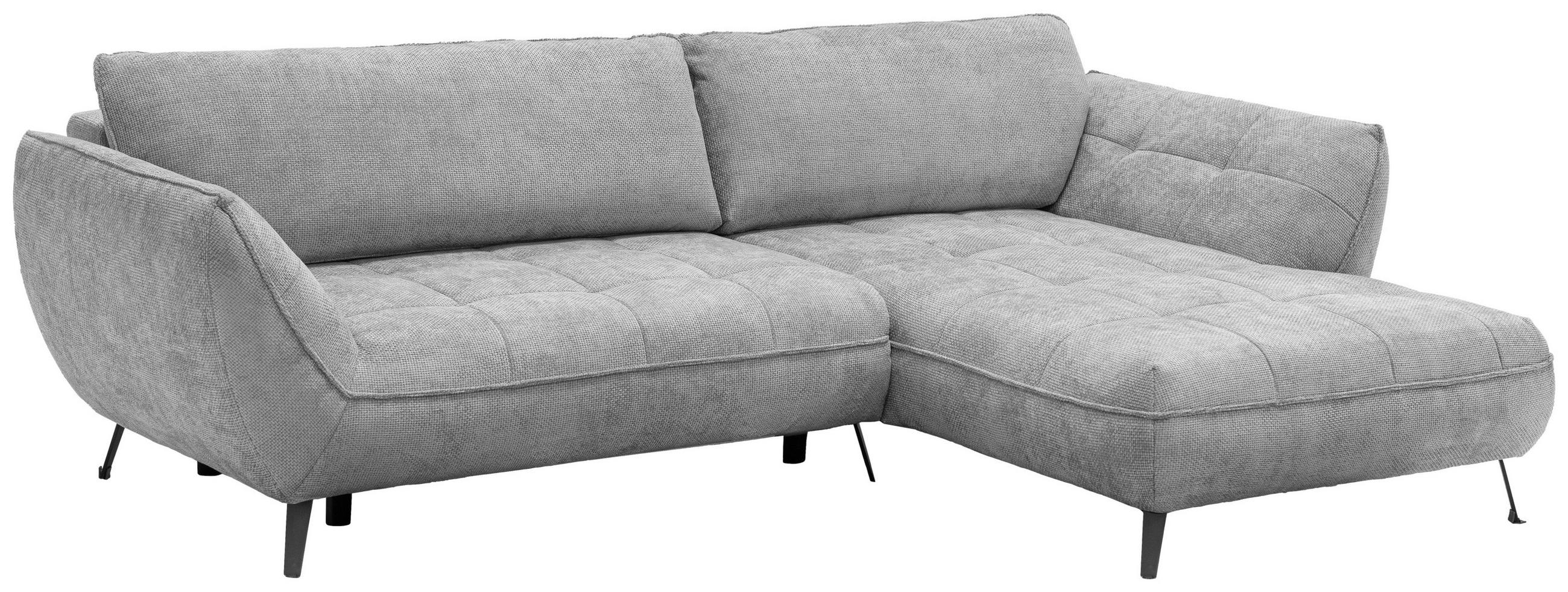 ECKSOFA in Struktur Hellgrau  - Hellgrau/Schwarz, Design, Textil/Metall (282/187cm) - Livetastic
