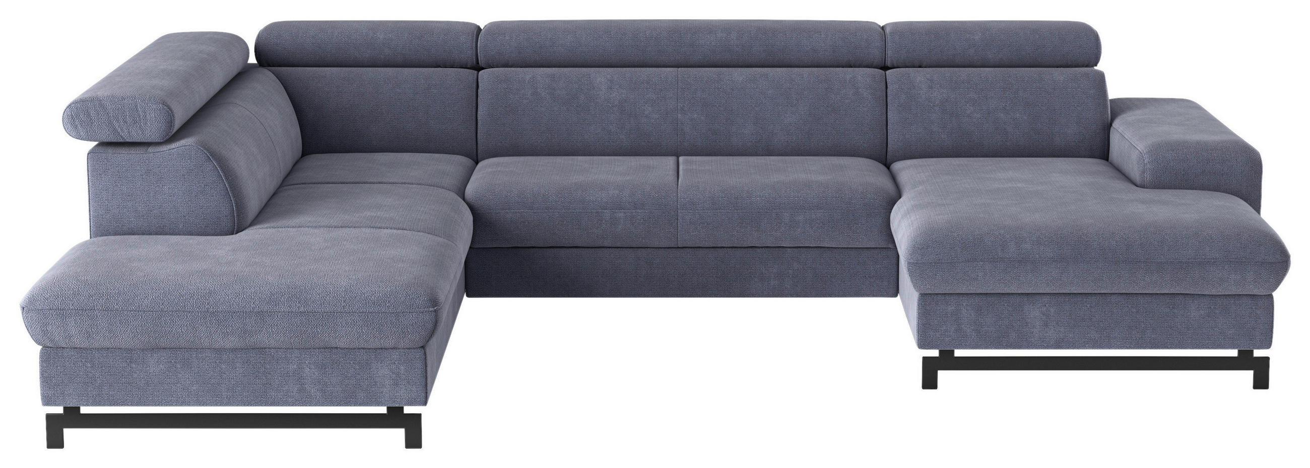 WOHNLANDSCHAFT in Chenille Blau  - Blau/Schwarz, Textil/Metall (215/328/165cm) - MID.YOU