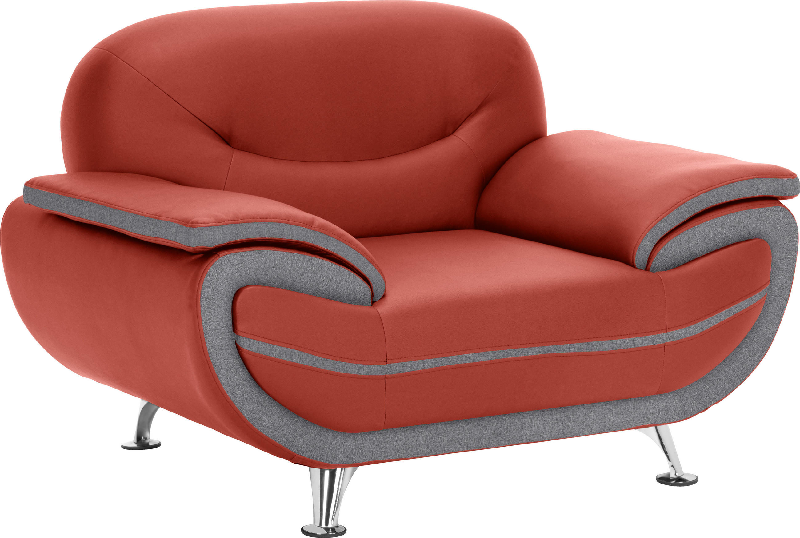 Sessel in Textil Rot, Dunkelgrau