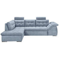 ECKSOFA in Mikrovelours Blau  - Blau, Konventionell, Holzwerkstoff/Kunststoff (193/283cm) - MID.YOU