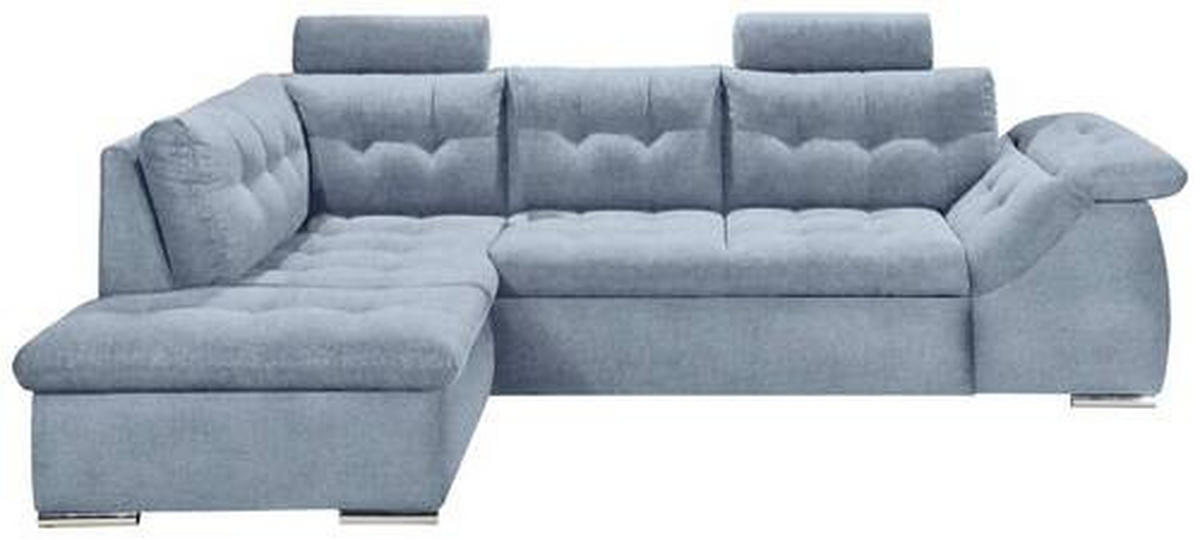 ECKSOFA in Mikrovelours Blau  - Blau, Konventionell, Holzwerkstoff/Kunststoff (193/283cm) - MID.YOU
