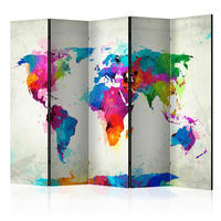 PARAVENT mit 5  Flügel - Multicolor, Basics, Holz/Textil (225/172/3cm) - artgeist