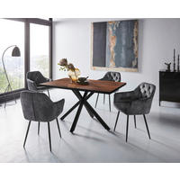 TISCHGRUPPE   Mikrovelours  Anthrazit, Eiche Artisan  - Anthrazit/Eiche Artisan, MODERN, Textil/Metall (140/76/90cm) - P & B