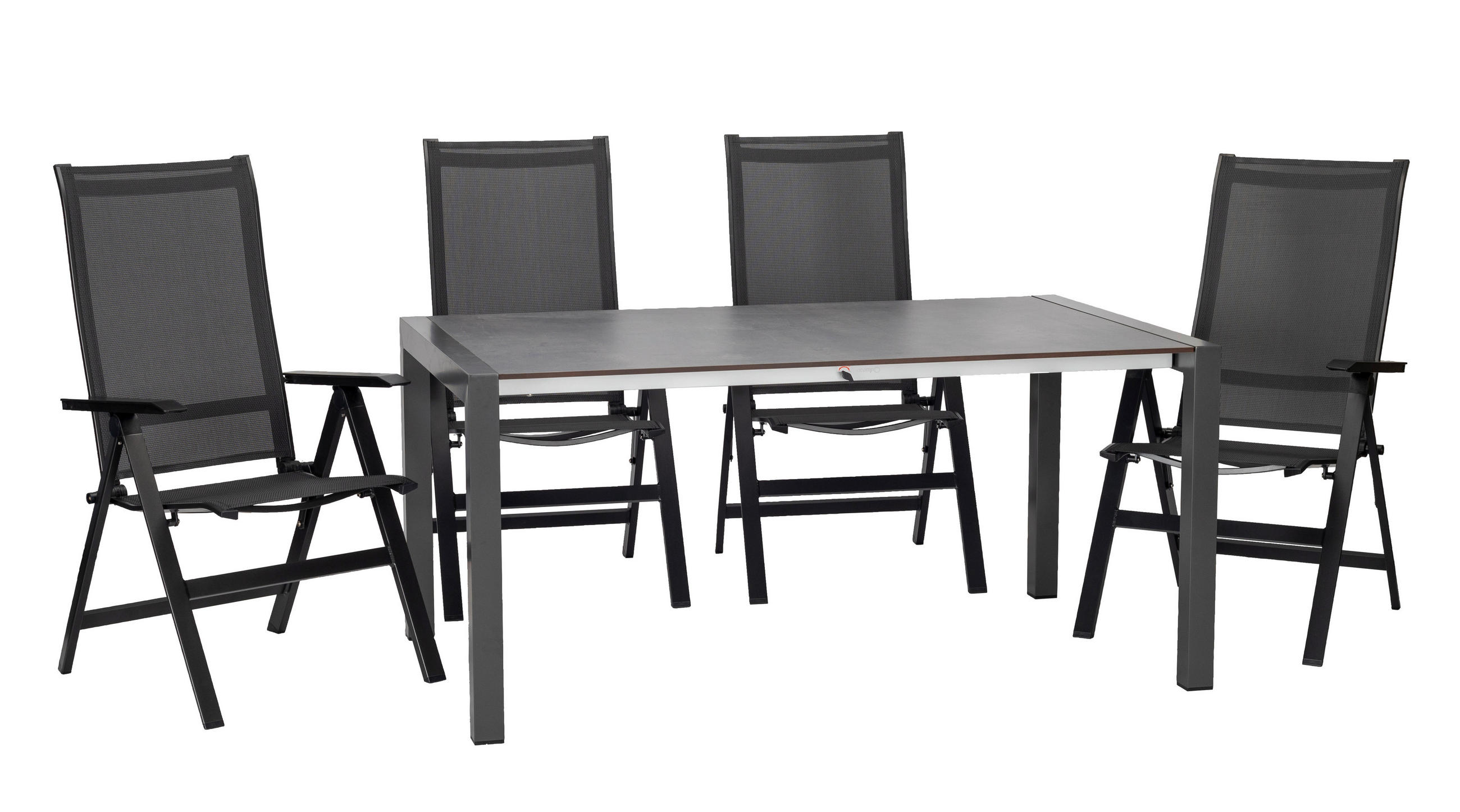 GARTENSET  - Anthrazit/Schwarz, Basics, Holzwerkstoff/Textil (160+60/98/74cm) - Acamp