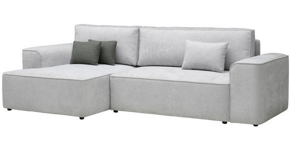 ECKSOFA Grau Plüsch  - Blaugrau/Schwarz, Design, Kunststoff/Textil (152/288cm) - Xora