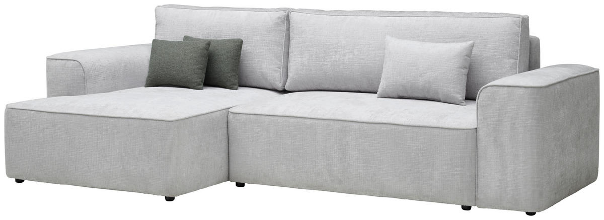 ECKSOFA in Plüsch Grau  - Blaugrau/Schwarz, Design, Kunststoff/Textil (152/288cm) - Xora