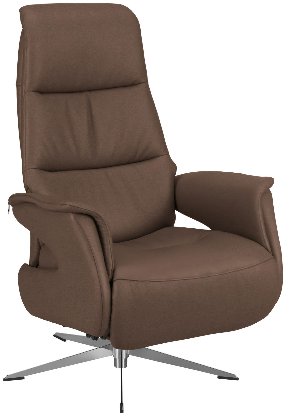 RELAXFÅTÖLJ i läder ljusbrun  - kromfärg/ljusbrun, Design, metall/läder (74/108/86cm) - Livetastic