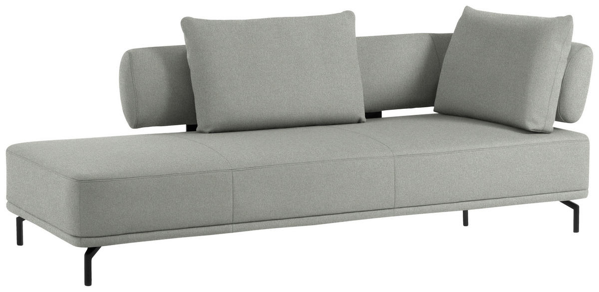 RÉCAMIERE in Flachgewebe Weiss, Hellgrau  - Weiss/Hellgrau, Design, Textil/Metall (227/89/101cm) - Dieter Knoll