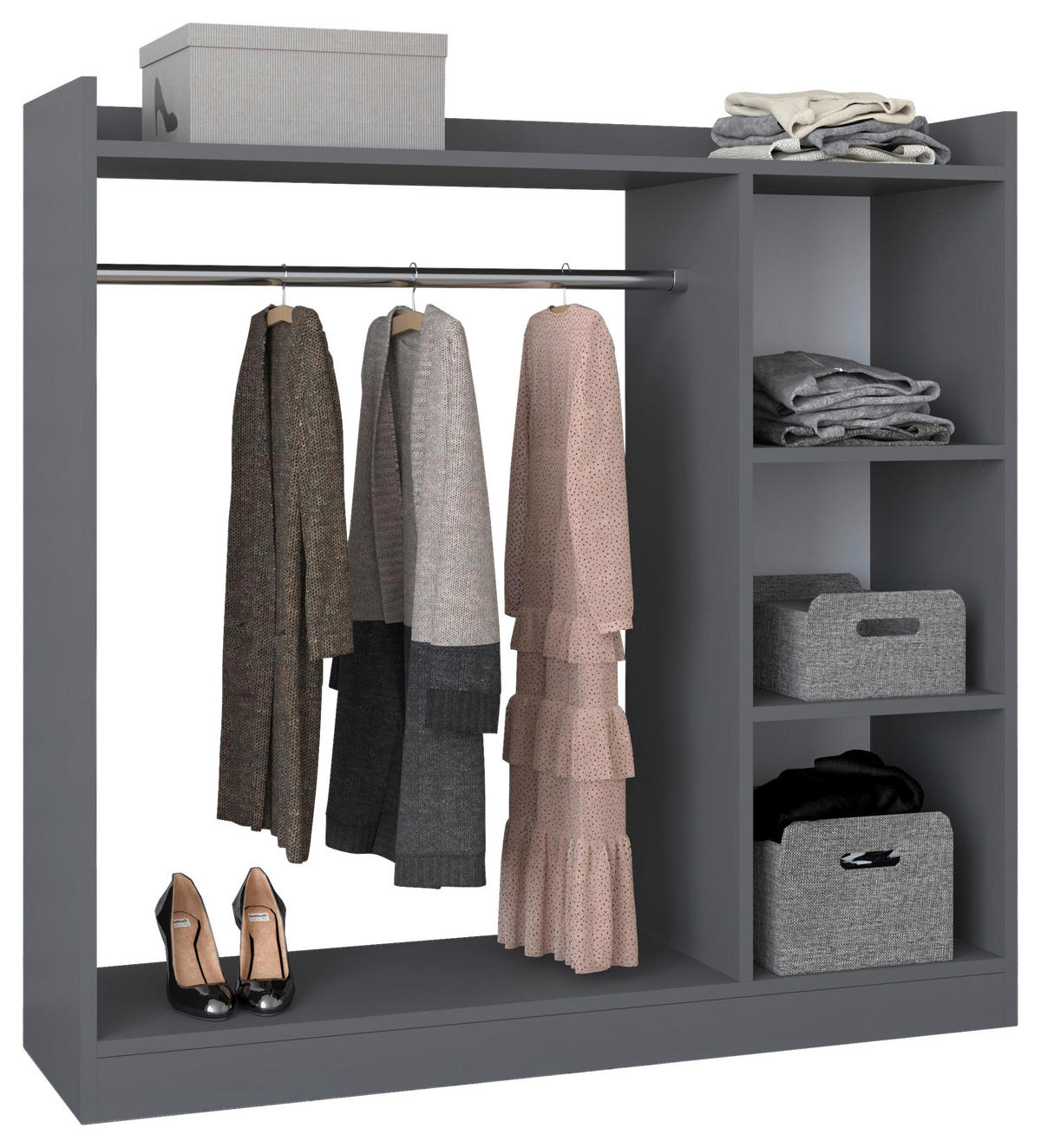 GARDEROB 124/120/35 cm  - antracit, Design, trämaterial (124/120/35cm) - MID.YOU