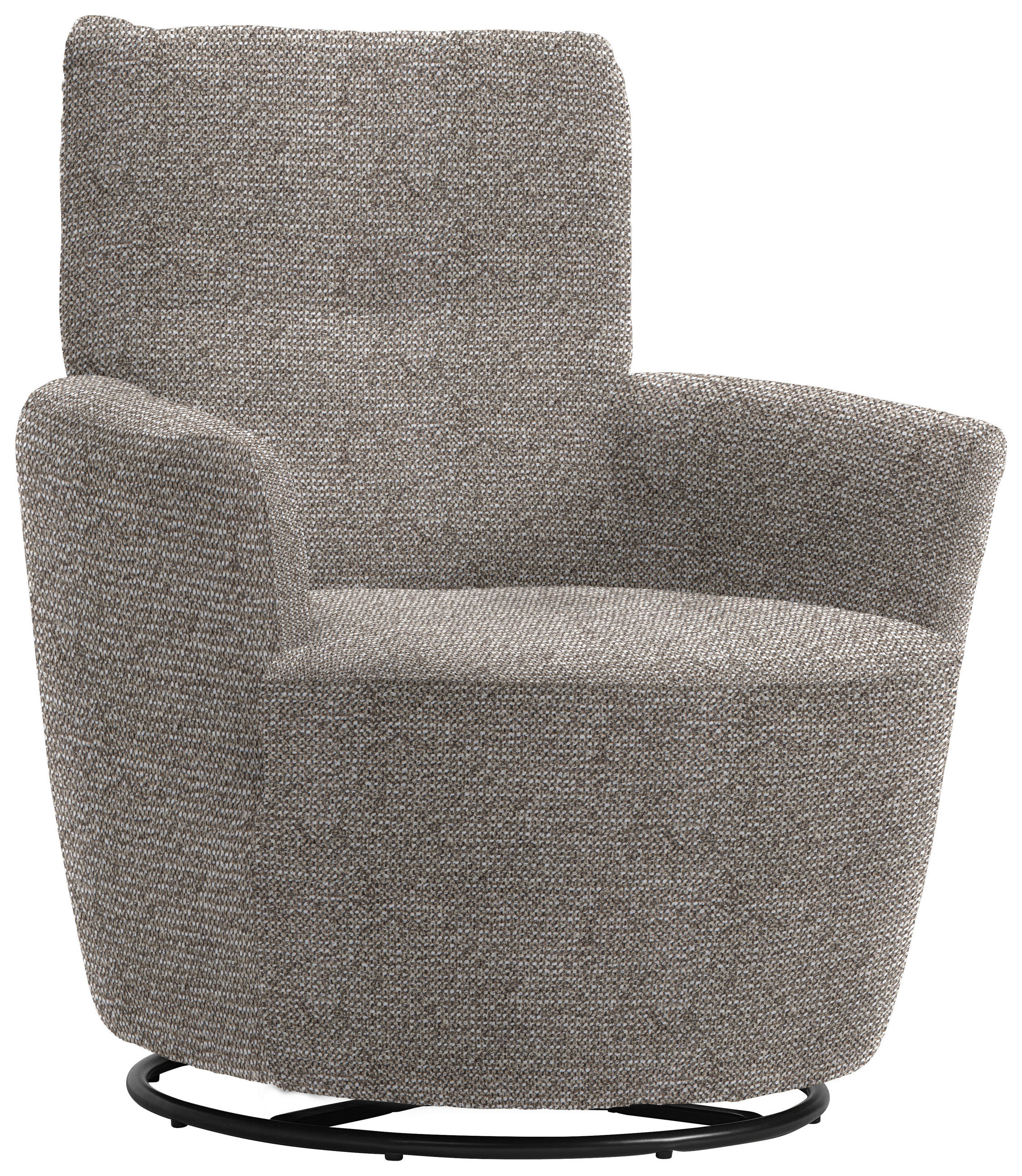 SESSEL in Chenille, Flachgewebe Greige  - Greige/Schwarz, Design, Textil/Metall (81/92/84cm) - Xora