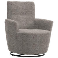 SESSEL in Chenille, Flachgewebe Greige  - Greige/Schwarz, Design, Textil/Metall (81/92/84cm) - Xora