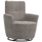 SESSEL in Chenille, Flachgewebe Greige  - Greige/Schwarz, Design, Textil/Metall (81/92/84cm) - Xora