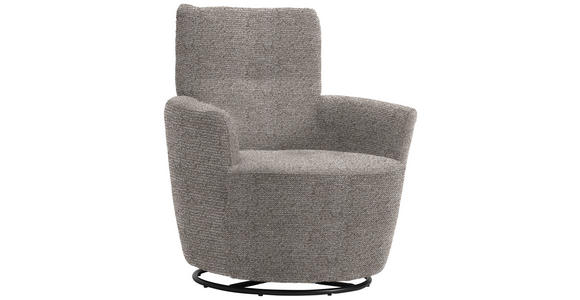 SESSEL in Chenille, Flachgewebe Greige  - Greige/Schwarz, Design, Textil/Metall (81/92/84cm) - Xora