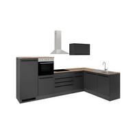 ECKKÜCHE 320/175 cm  in Schwarz  - Eichefarben/Schwarz, Basics, Holzwerkstoff/Kunststoff (320/175cm) - P & B
