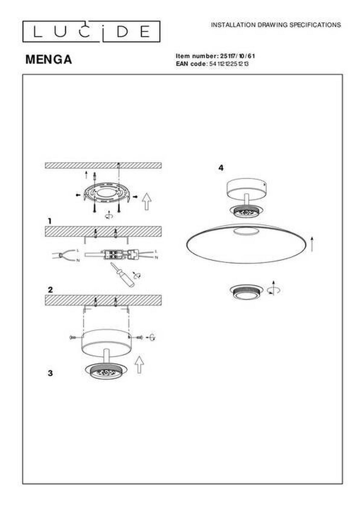 DECKENLEUCHTE 10 W    40/40/16 cm  - KONVENTIONELL, Glas (40/40/16cm) - Lucide
