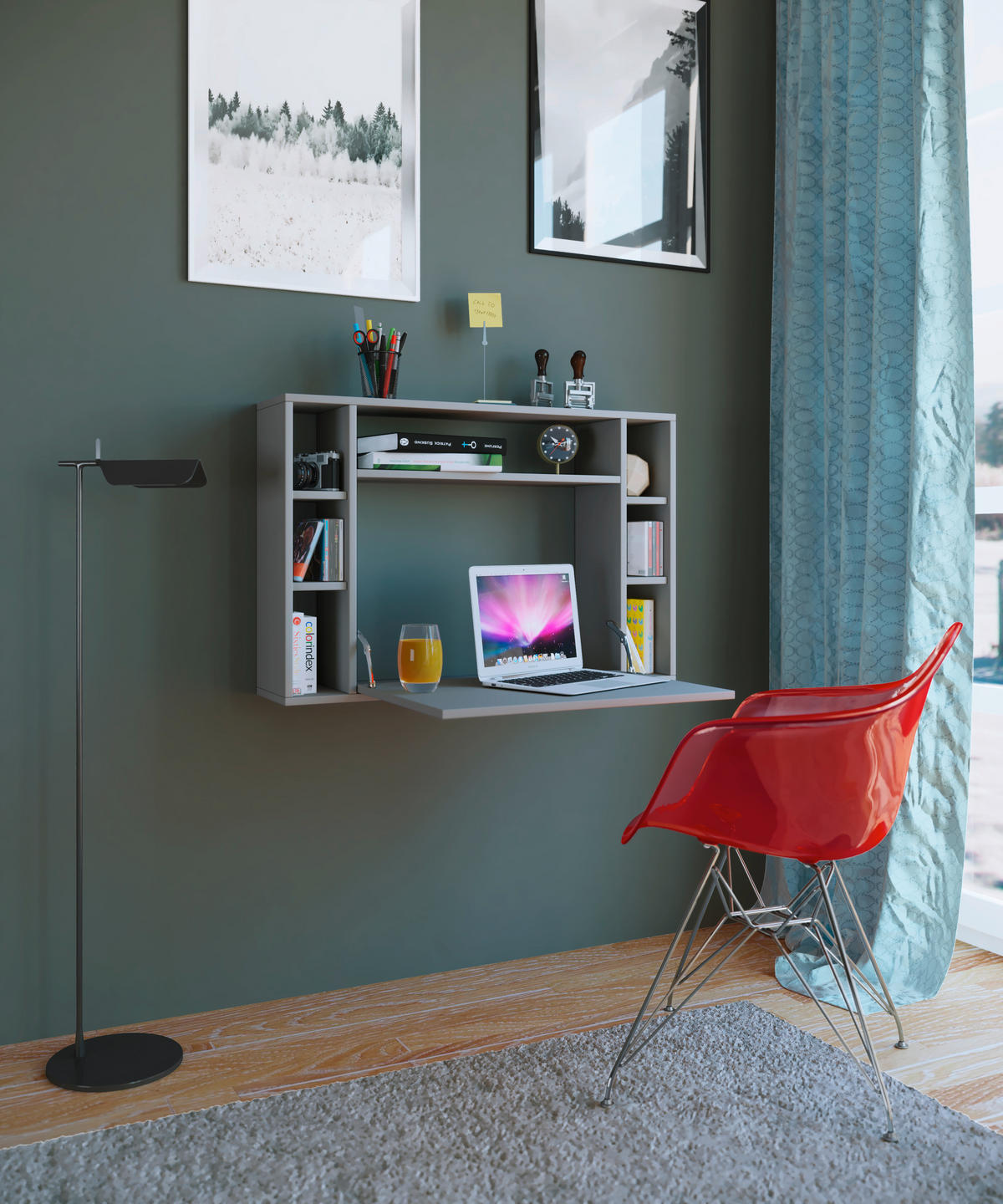 LAPTOPTISCH 90/20/60 cm klappbar, Regal, Wandmontage  - Grau, KONVENTIONELL, Holzwerkstoff (90/20/60cm) - MID.YOU