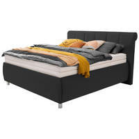 Pat Tapitat 160x200 Cm, negru - culoare aluminiu/negru, Modern, lemn/textil (200/116/224cm)