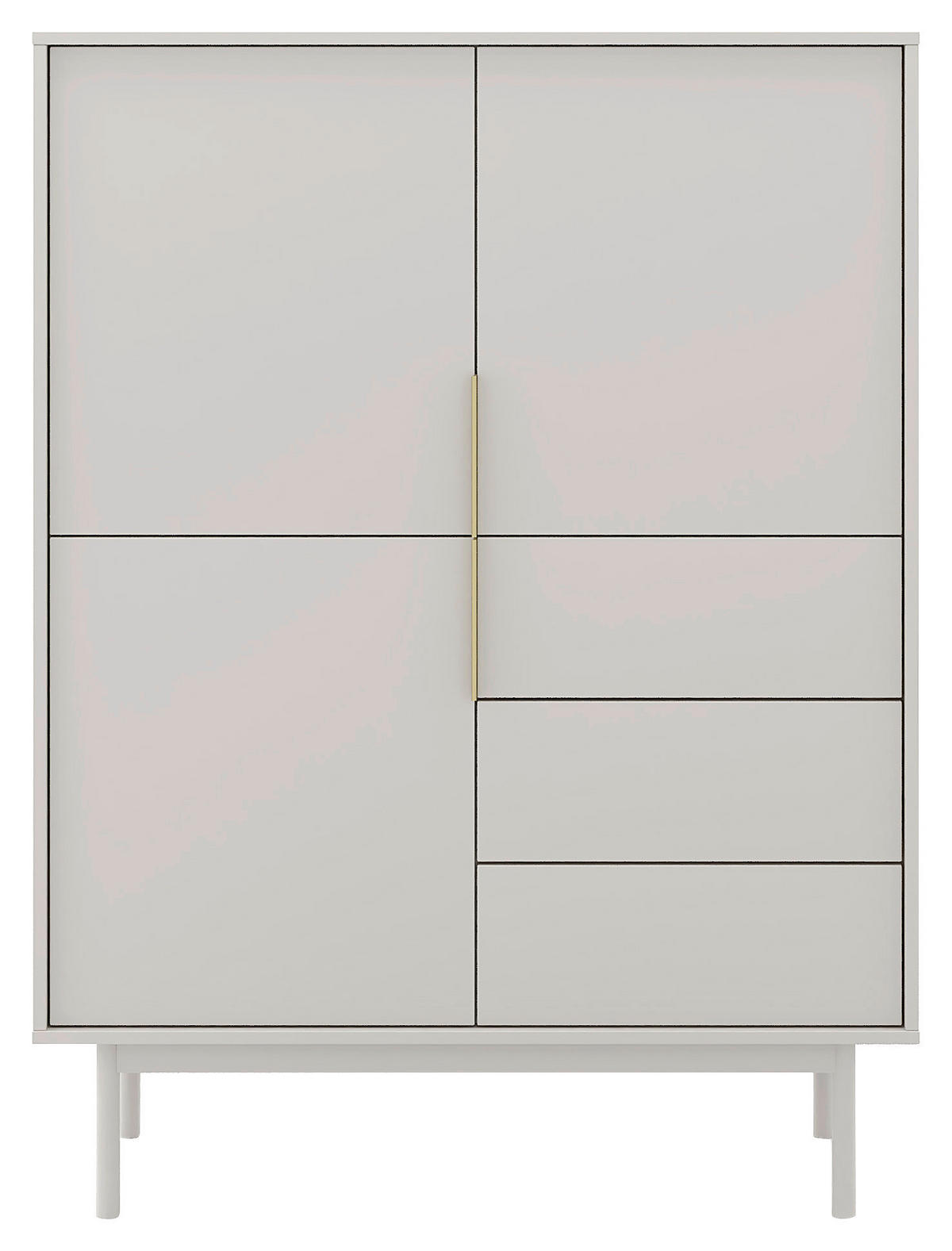 HIGHBOARD Viva  in 104/139,5/39 cm  - Kaschmir/Goldfarben, Design, Holzwerkstoff/Metall (104/139,5/39cm) - Xora