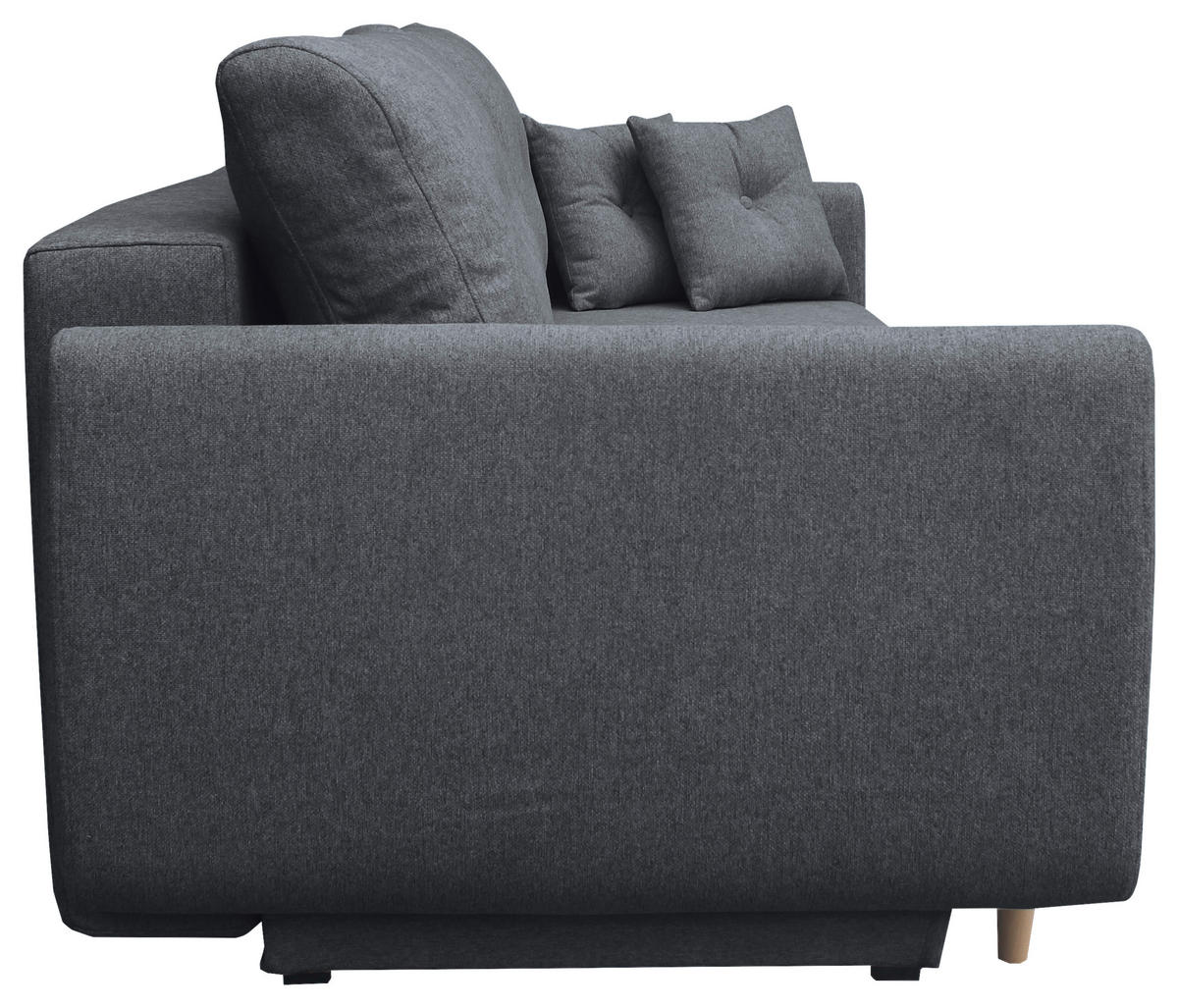SCHLAFSOFA  mit Liegefunktion, Schlafen auf Sitzhöhe, Rücken echt Webstoff Graphitfarben  - Buchefarben/Graphitfarben, KONVENTIONELL, Holz/Textil (220/90/95cm) - Carryhome