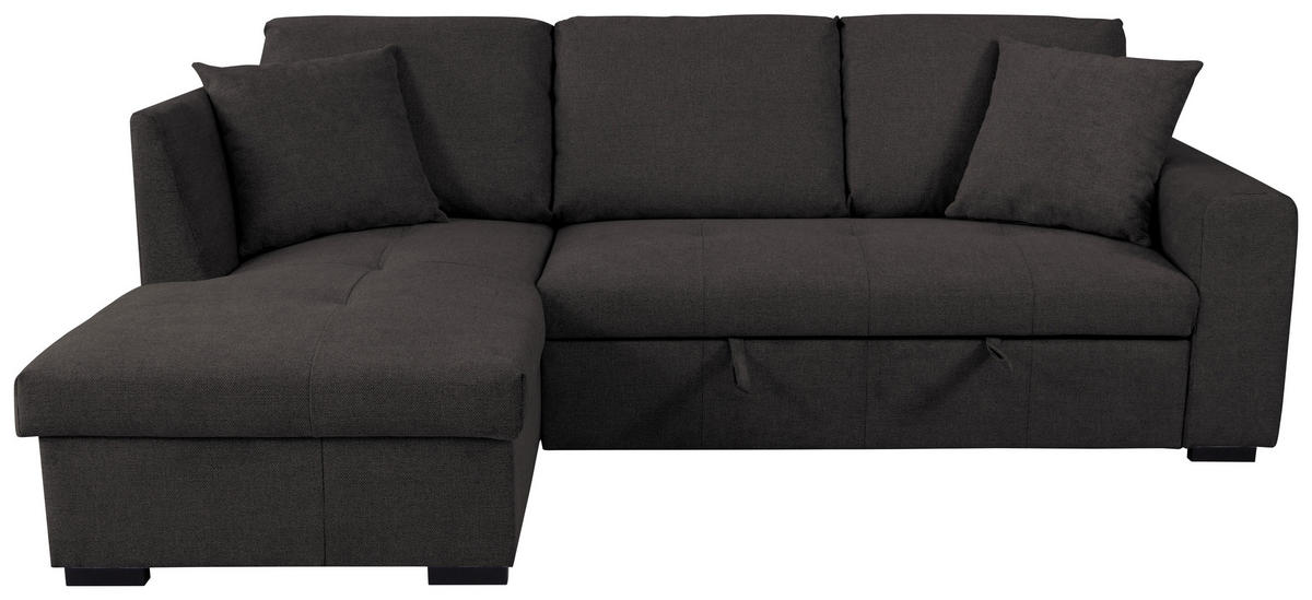 ECKSOFA LUKAS Dunkelbraun Struktur Zierkissen, Bettkasten  - Dunkelbraun, Trend, Textil (158/239cm) - P & B