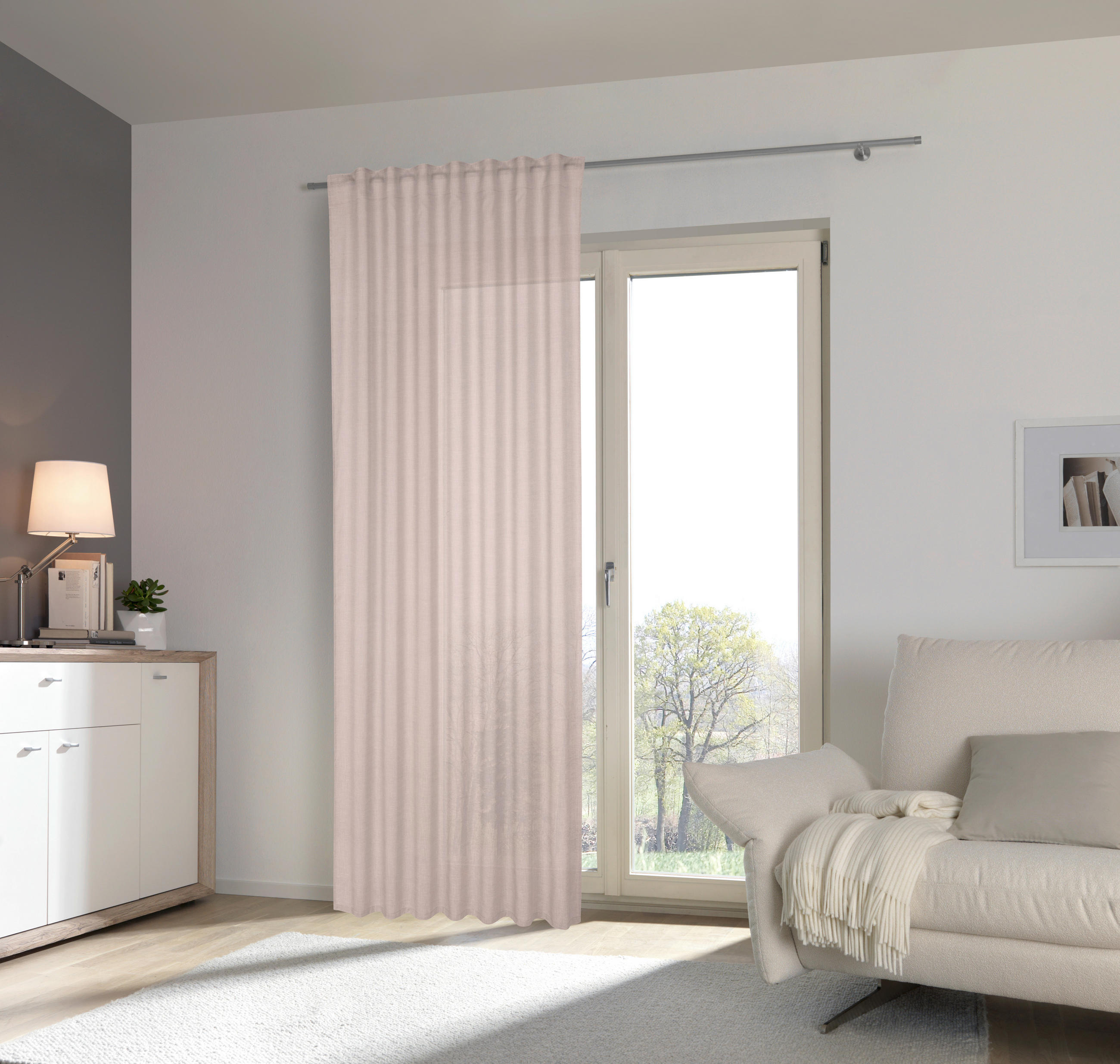 HOTOVÝ ZÁVES, polopriehľadné, 140/245 cm - ružová, Basics, textil (140/245cm) - Esposa