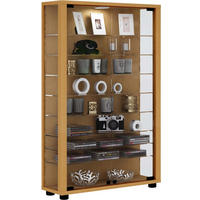VITRINA, barve bukve - črna/barve bukve, Design, umetna masa/steklo (59/90/18cm) - MID.YOU