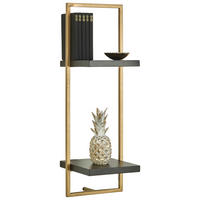 WANDREGAL Akazie massiv Schwarz, Goldfarben  - Goldfarben/Schwarz, Trend, Holz/Metall (25/75/25cm) - Lomoco