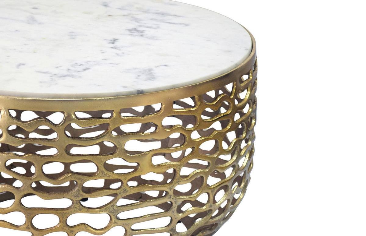 COUCHTISCH 60/60/35 cm rund Goldfarben  - Goldfarben, Design, Stein/Metall (60/60/35cm) - Livetastic