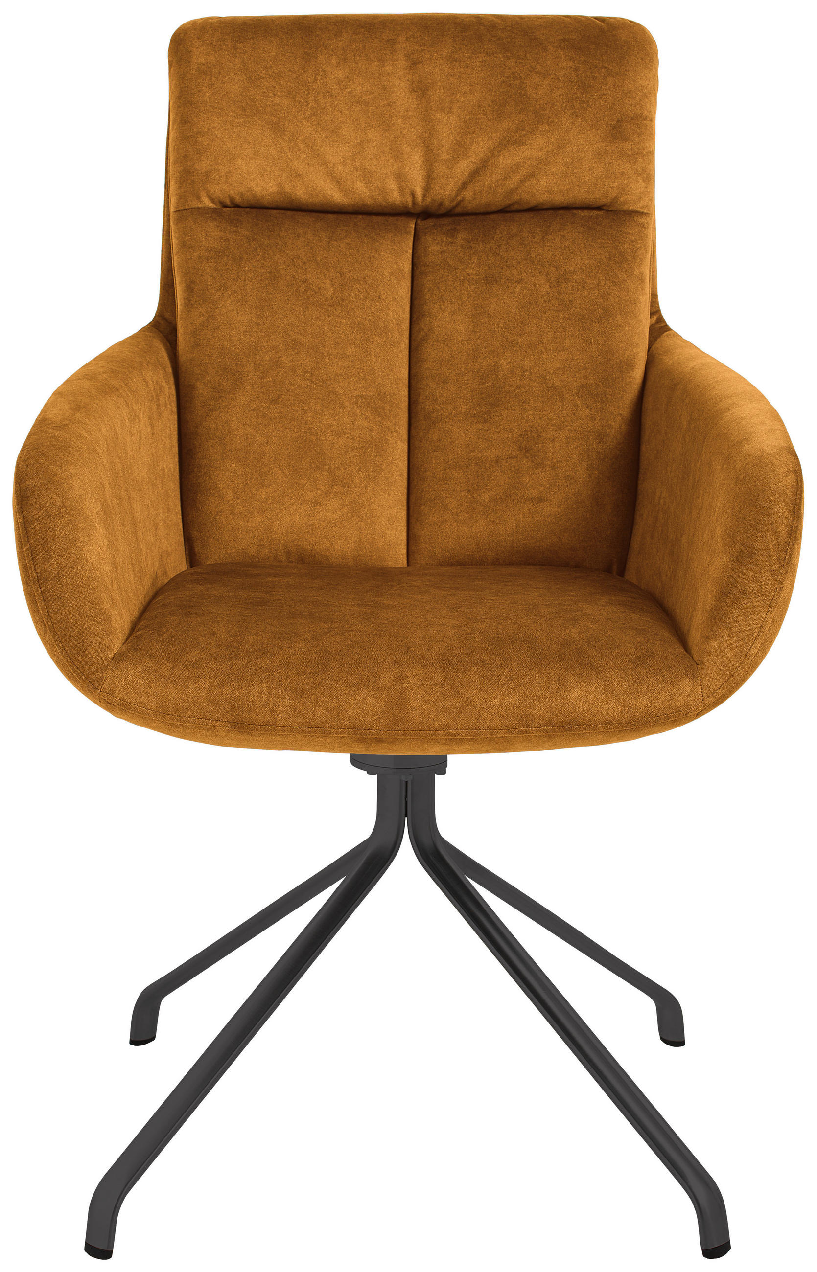 ARMLEHNSTUHL  in Stahl Velours  - Cognac/Anthrazit, Design, Textil/Metall (61/90/64cm) - Venjakob