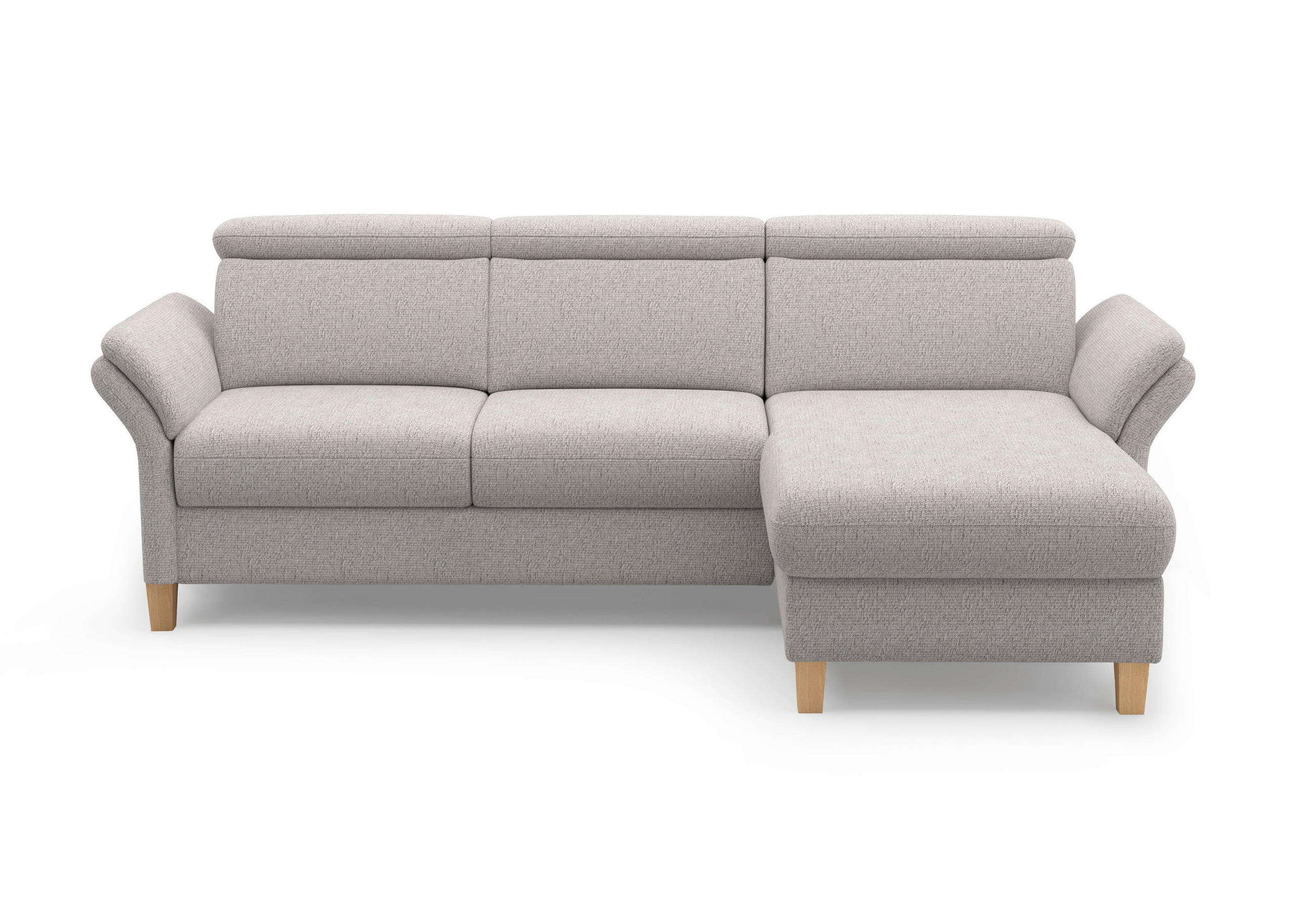 ECKSOFA GLENDALE E Silberfarben Chenille  - Eichefarben/Silberfarben, KONVENTIONELL, Holz/Textil (253/166cm) - Sit & More