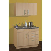 MINIKÜCHE 100 cm   in Buchefarben  - Chromfarben/Buchefarben, MODERN, Holzwerkstoff/Metall (100cm) - Held