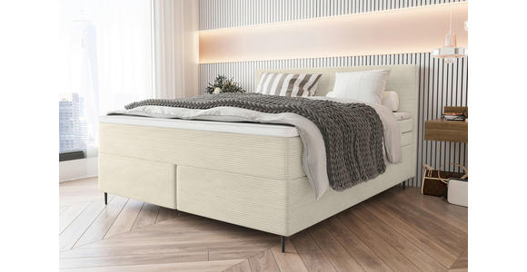 BOXSPRINGBETT 180/200 cm  in Beige  - Beige/Schwarz, KONVENTIONELL, Textil/Metall (180/200cm) - Carryhome