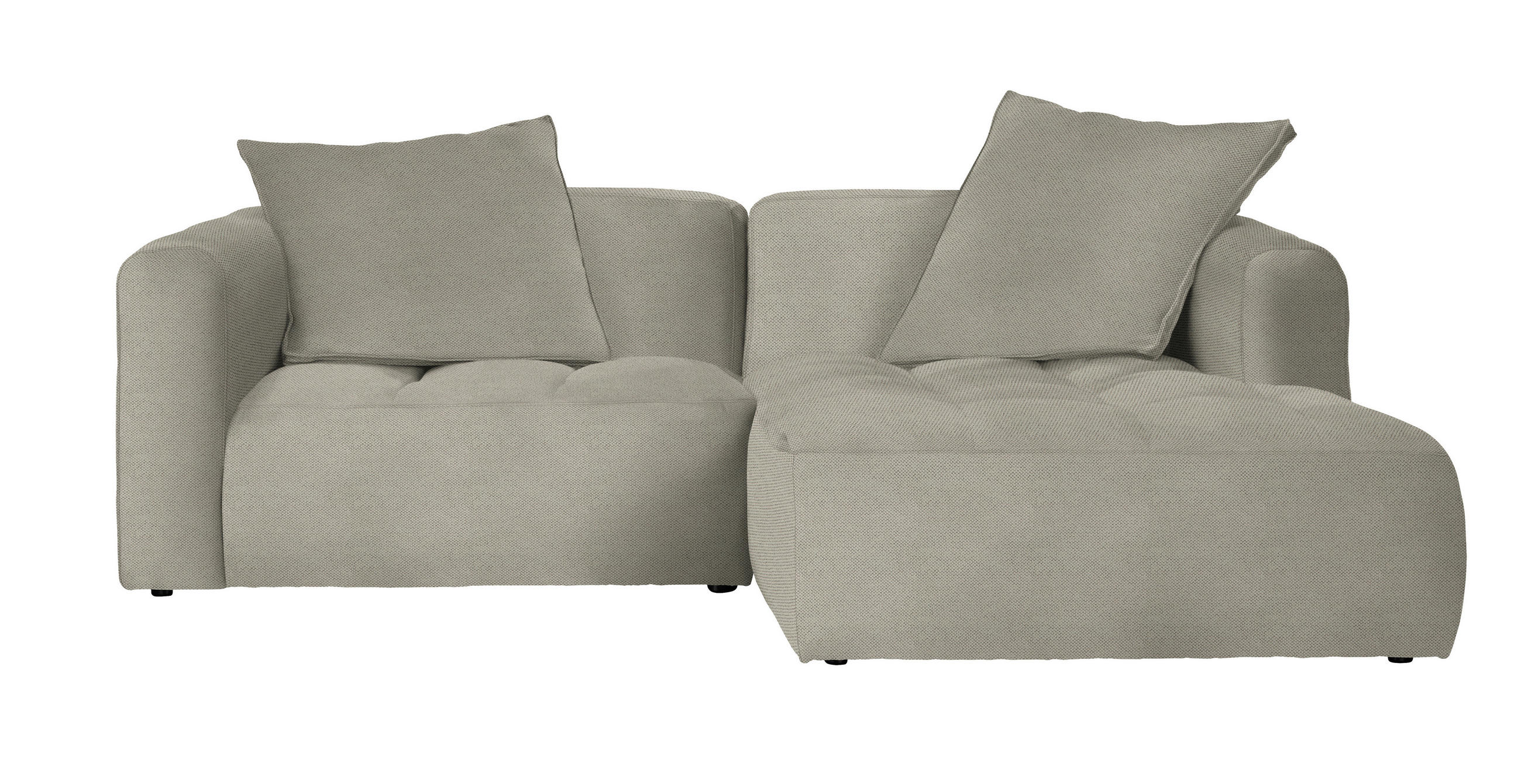 ECKSOFA Hellgrau Webstoff  - Hellgrau/Schwarz, LIFESTYLE, Kunststoff/Textil (240/173cm) - Stylife