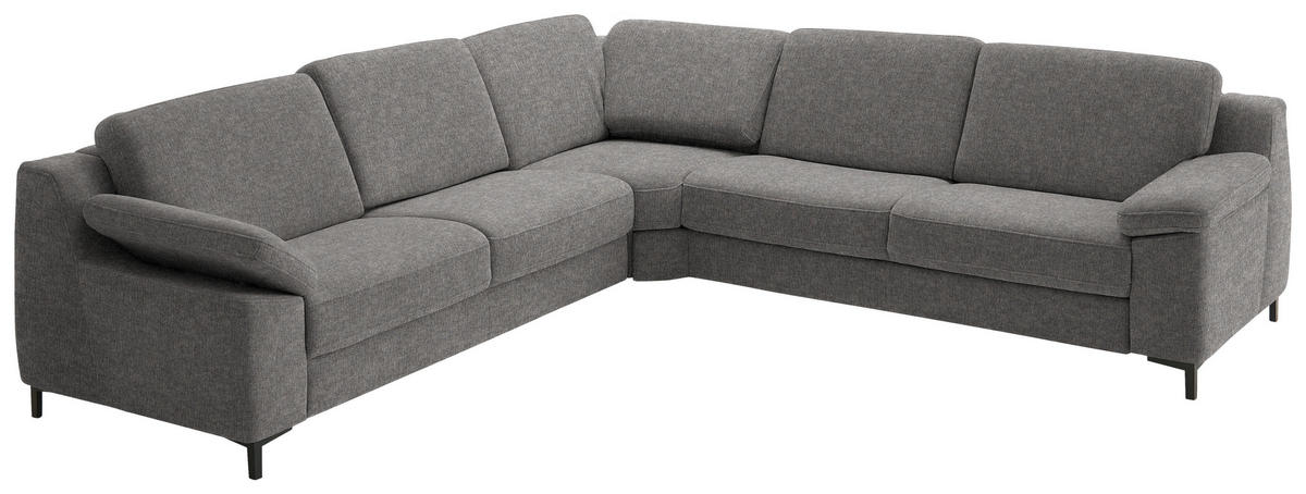 ECKSOFA in Chenille Graubraun  278/278 cm  - Graubraun/Schwarz, Design, Textil/Metall (278/278cm) - Valdera
