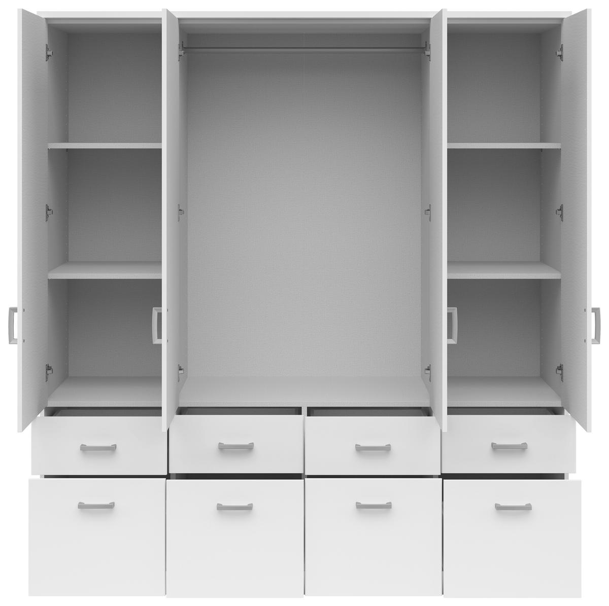 KLEIDERSCHRANK in Weiss  - Weiss/Silberfarben, Konventionell, Holzwerkstoff/Kunststoff (181/199/58cm) - Boxxx