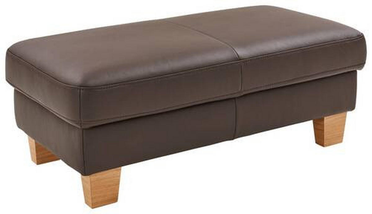 ECKSOFA in Echtleder Dunkelbraun  - Eiche Bianco/Dunkelbraun, Konventionell, Leder/Holz (259/235cm) - Valdera