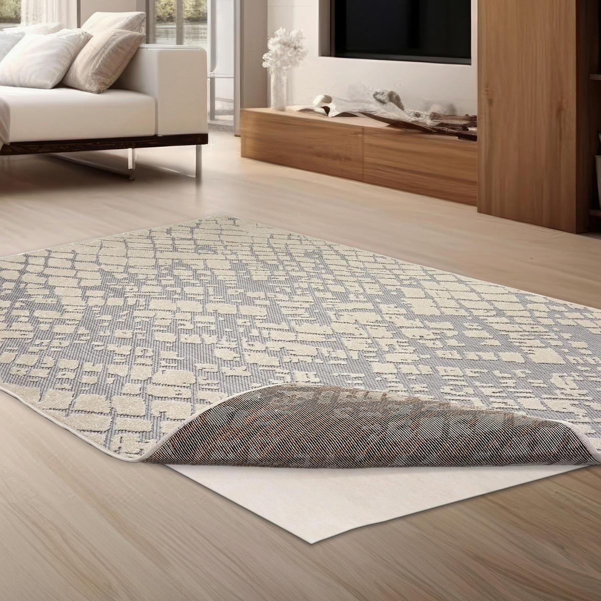 OUTDOORTEPPICH  für Terrasse und Balkon 160/230 cm Serina Grau, Weiß  - Weiß/Grau, Basics, Kunststoff (160/230cm) - Astra