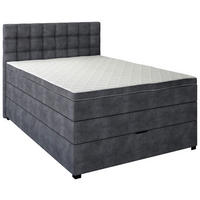 BOXSPRINGBETT 120/200 cm,  in Schwarz, Matratze, Bettkasten, Topper, H3 = fest  - Schwarz, KONVENTIONELL, Kunststoff/Textil (120/200cm) - Boxxx