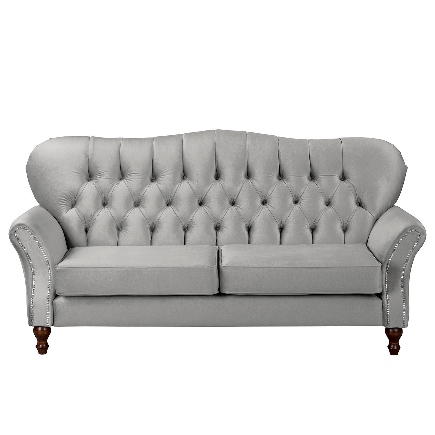3-SITZER-SOFA Jersey in Velours Grau  - Dunkelbraun/Grau, Design, Holz/Textil (210/98/95cm) - P & B