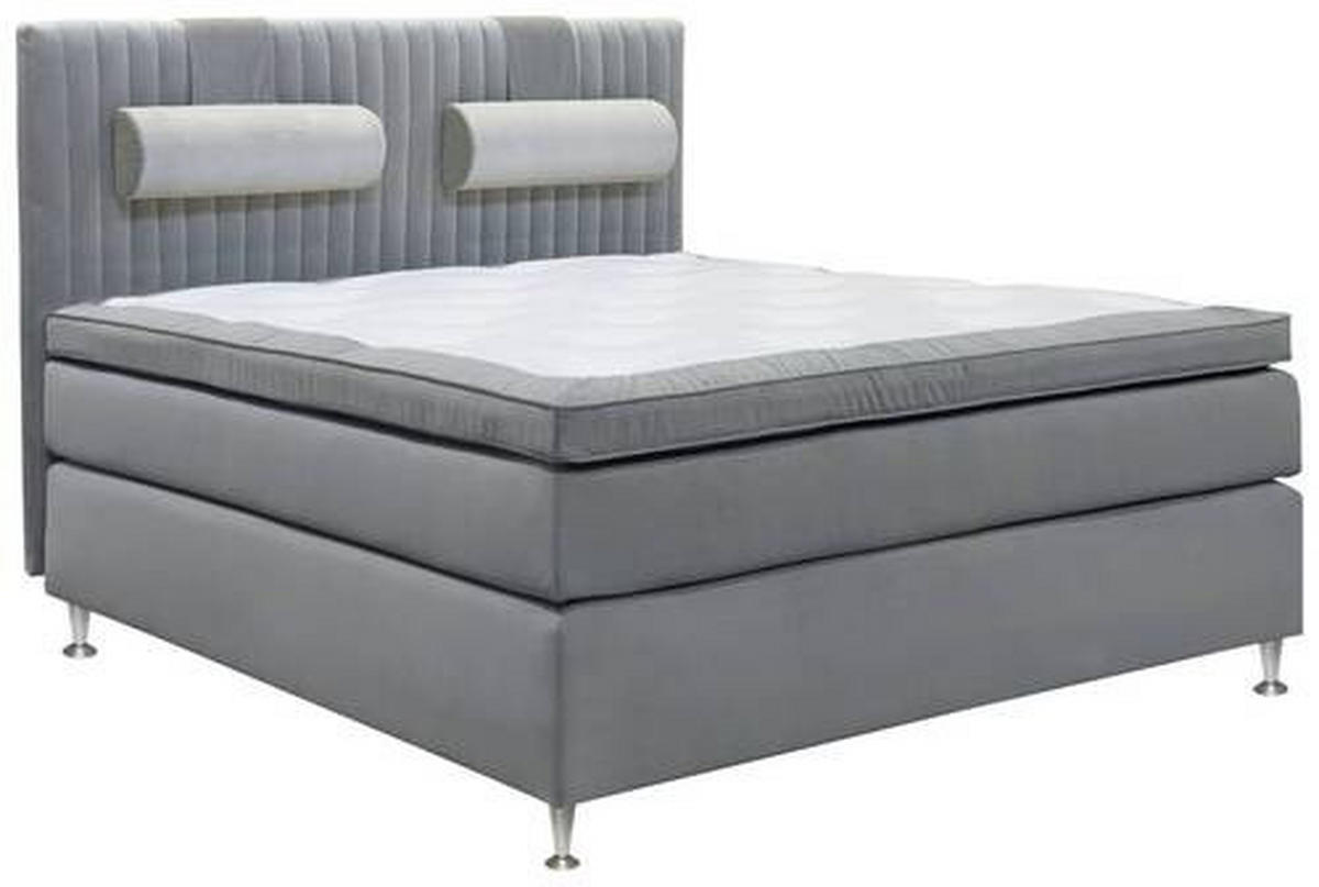 KONTINENTALSÄNG 180/200 cm  i grå  - mörkgrå/aluminiumfärg, Klassisk, metall/trä (180/200cm) - Cassando