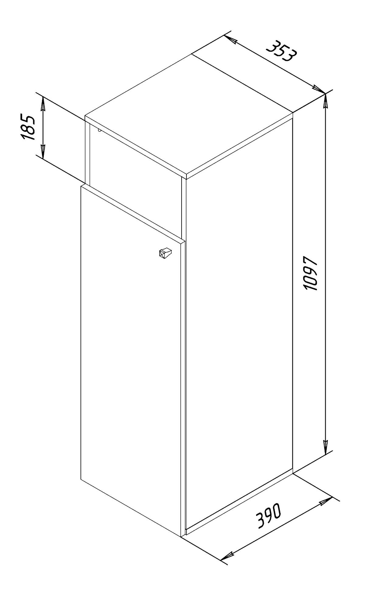MIDISCHRANK 40/110/39 cm  - Schwarz/Weiß, MODERN, Holzwerkstoff/Kunststoff (40/110/39cm) - MID.YOU