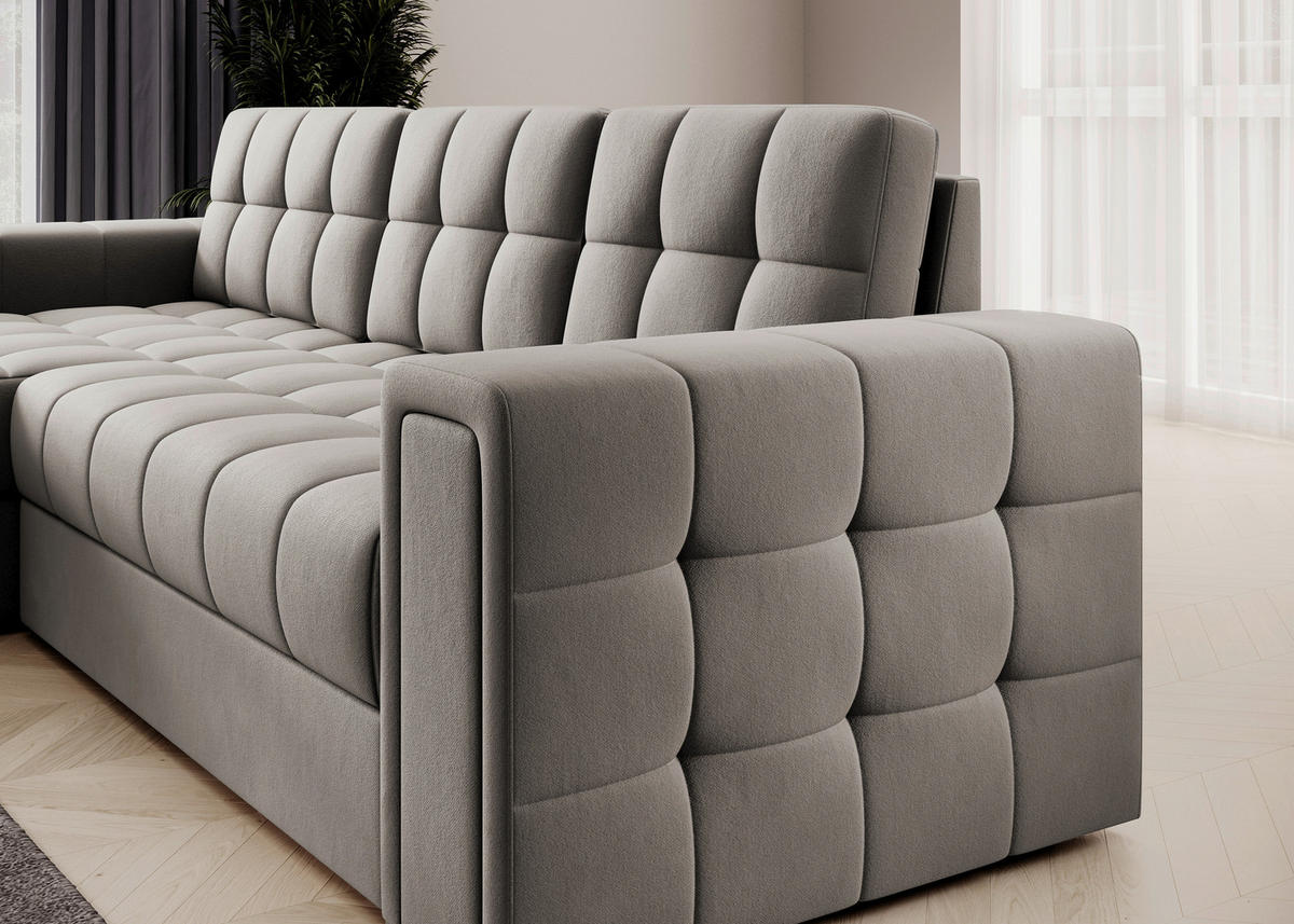 ECKSOFA Plüsch Beige  - Beige, Design, Kunststoff/Textil (260/150cm) - MID.YOU