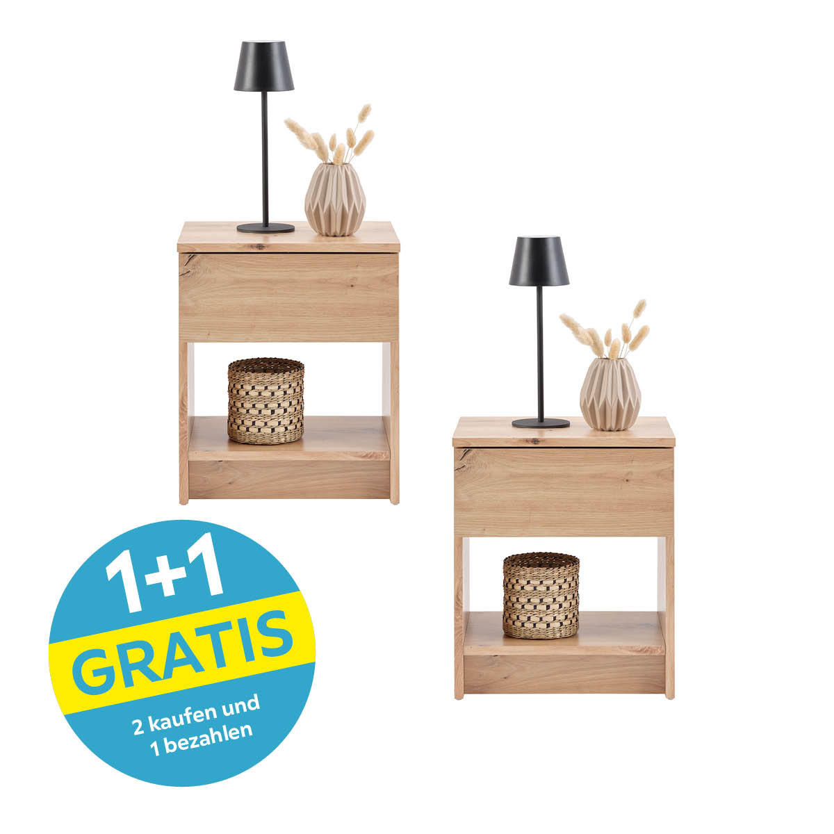 Nachtkästchen Ribe Eiche Artisan, 1 Lade, B: 40cm