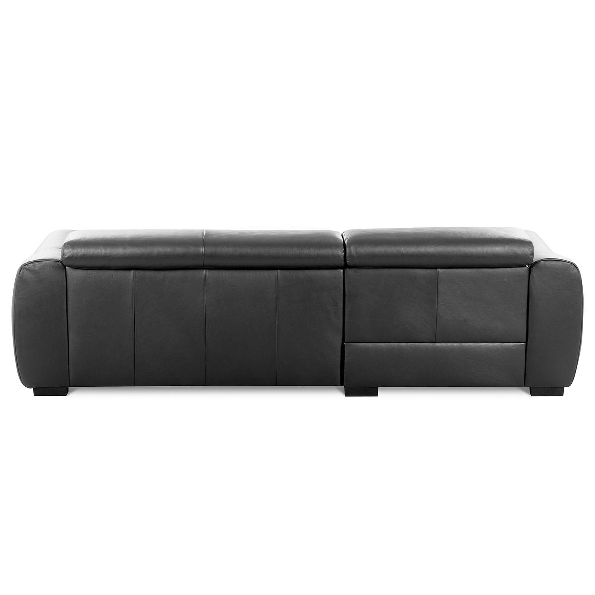 ECKSOFA AVEIRO Anthrazit Echtleder Bettkasten, Kopfteilverstellung, Sitzvorzug  - Anthrazit/Schwarz, Design, Leder/Kunststoff (177/274cm) - Livetastic