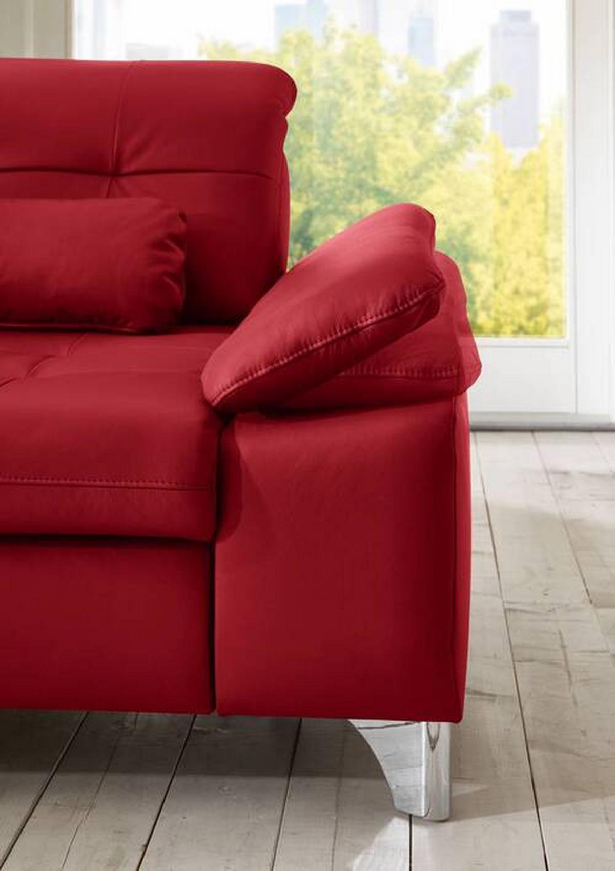 ECKSOFA in Echtleder Rot  - Rot, Basics, Leder/Metall (211/309cm) - Beldomo Speed